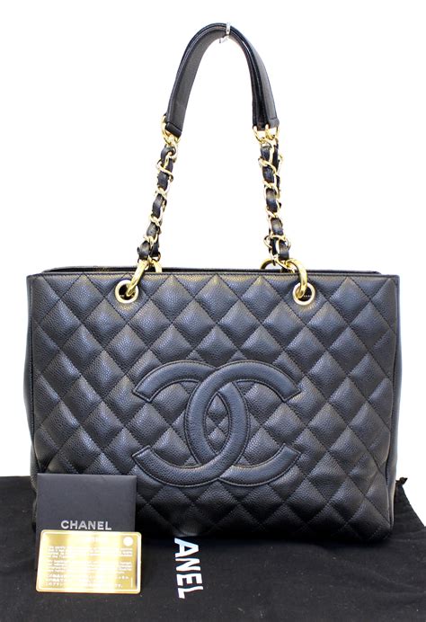 medium leather tote black chanel|chanel leather tote bag vintage.